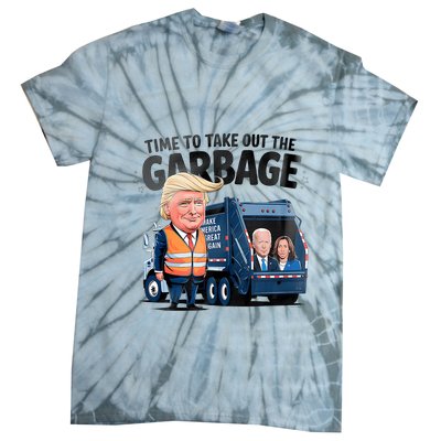 Garbage For Trump 2024 Funny Time To Take Out Garbage Biden Tie-Dye T-Shirt