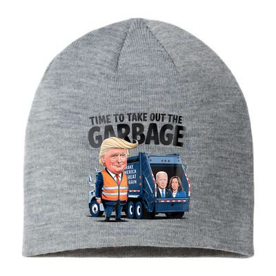 Garbage For Trump 2024 Funny Time To Take Out Garbage Biden Sustainable Beanie