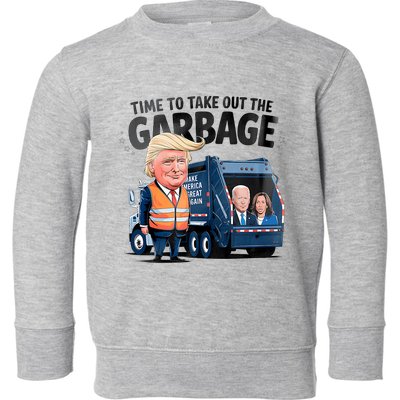 Garbage For Trump 2024 Funny Time To Take Out Garbage Biden Toddler Sweatshirt