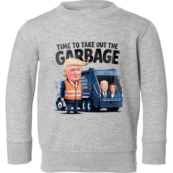 Garbage For Trump 2024 Funny Time To Take Out Garbage Biden Toddler Sweatshirt