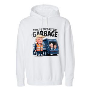 Garbage For Trump 2024 Funny Time To Take Out Garbage Biden Garment-Dyed Fleece Hoodie