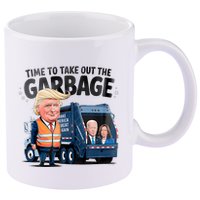 Garbage For Trump 2024 Funny Time To Take Out Garbage Biden 11oz C Handle Ceramic Mug