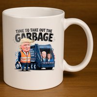 Garbage For Trump 2024 Funny Time To Take Out Garbage Biden 11oz C Handle Ceramic Mug