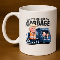 Garbage For Trump 2024 Funny Time To Take Out Garbage Biden 11oz C Handle Ceramic Mug
