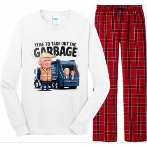 Garbage For Trump 2024 Funny Time To Take Out Garbage Biden Long Sleeve Pajama Set