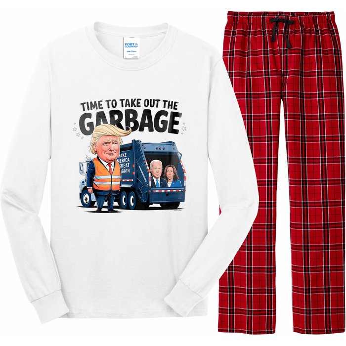 Garbage For Trump 2024 Funny Time To Take Out Garbage Biden Long Sleeve Pajama Set