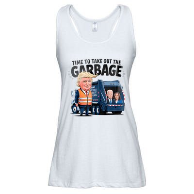 Garbage For Trump 2024 Funny Time To Take Out Garbage Biden Ladies Essential Flowy Tank