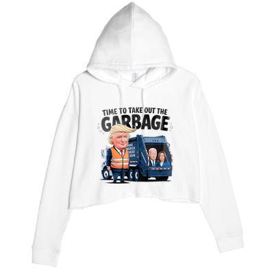 Garbage For Trump 2024 Funny Time To Take Out Garbage Biden Crop Fleece Hoodie