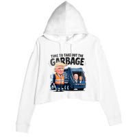 Garbage For Trump 2024 Funny Time To Take Out Garbage Biden Crop Fleece Hoodie