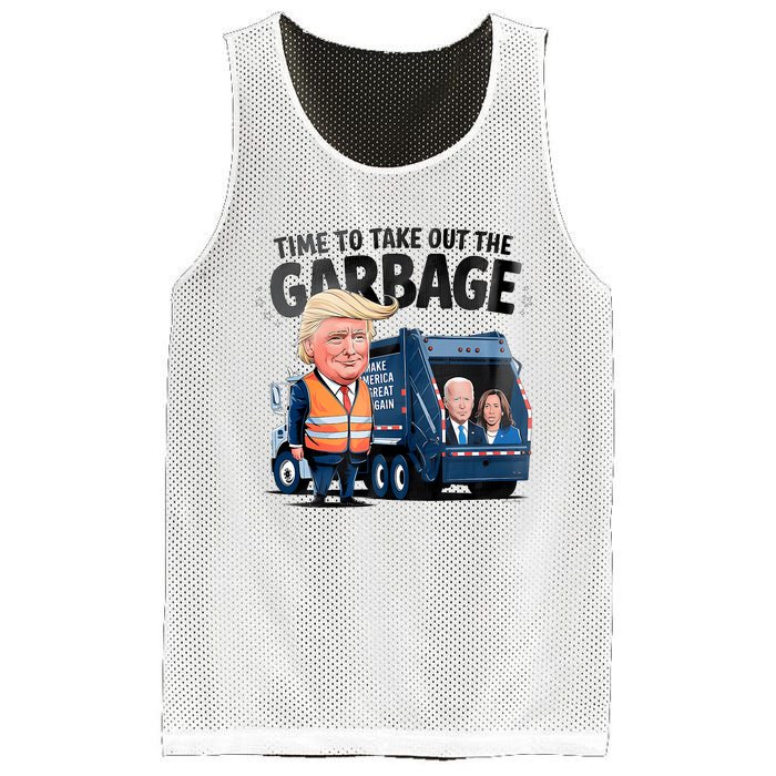 Garbage For Trump 2024 Funny Time To Take Out Garbage Biden Mesh Reversible Basketball Jersey Tank