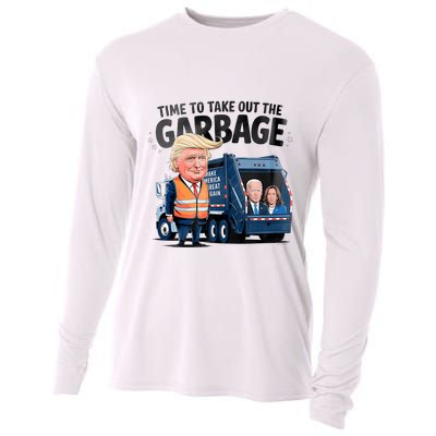Garbage For Trump 2024 Funny Time To Take Out Garbage Biden Cooling Performance Long Sleeve Crew