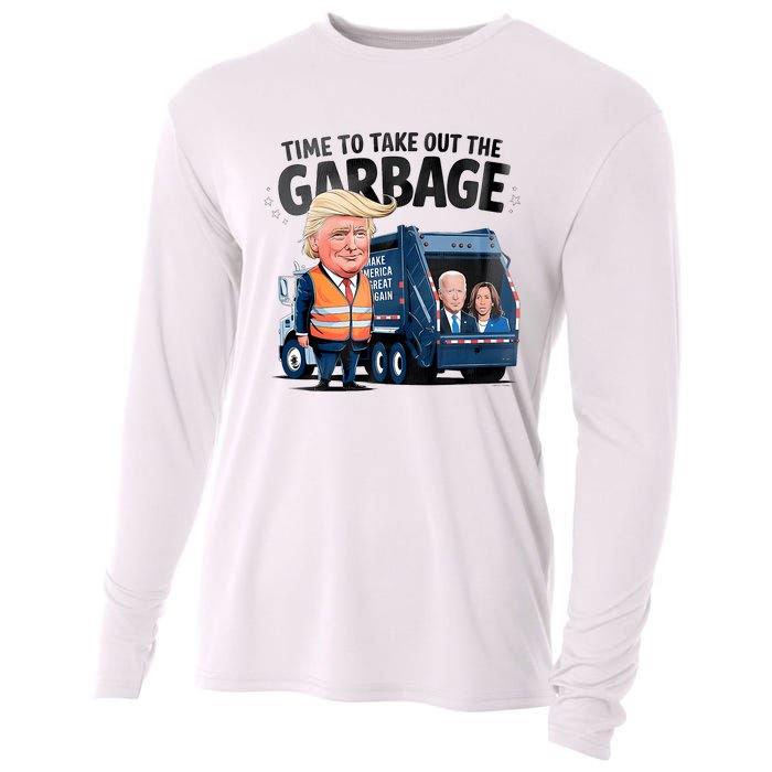 Garbage For Trump 2024 Funny Time To Take Out Garbage Biden Cooling Performance Long Sleeve Crew