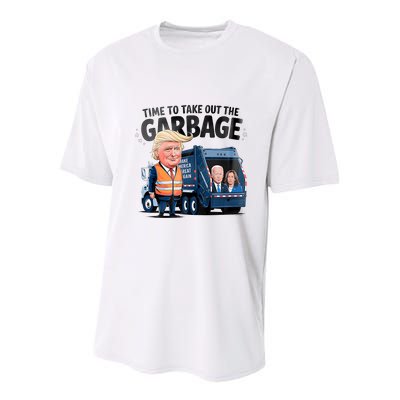 Garbage For Trump 2024 Funny Time To Take Out Garbage Biden Youth Performance Sprint T-Shirt