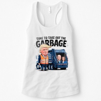 Garbage For Trump 2024 Funny Time To Take Out Garbage Biden Womens Tank Top
