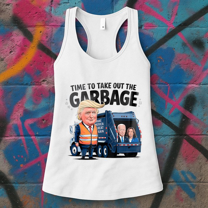 Garbage For Trump 2024 Funny Time To Take Out Garbage Biden Womens Tank Top