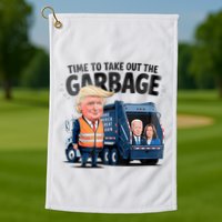 Garbage For Trump 2024 Funny Time To Take Out Garbage Biden Golf Towel