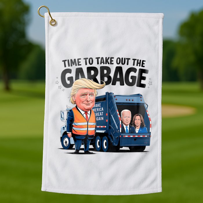 Garbage For Trump 2024 Funny Time To Take Out Garbage Biden Golf Towel