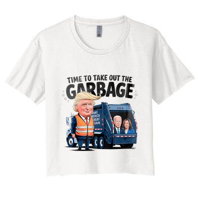 Garbage For Trump 2024 Funny Time To Take Out Garbage Biden Crop Top