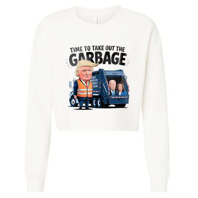Garbage For Trump 2024 Funny Time To Take Out Garbage Biden Cropped Pullover Crew