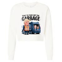 Garbage For Trump 2024 Funny Time To Take Out Garbage Biden Cropped Pullover Crew