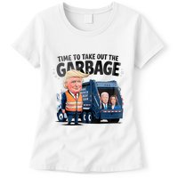 Garbage For Trump 2024 Funny Time To Take Out Garbage Biden Womens T-Shirt