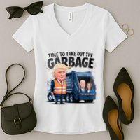 Garbage For Trump 2024 Funny Time To Take Out Garbage Biden Women's V-Neck T-Shirt