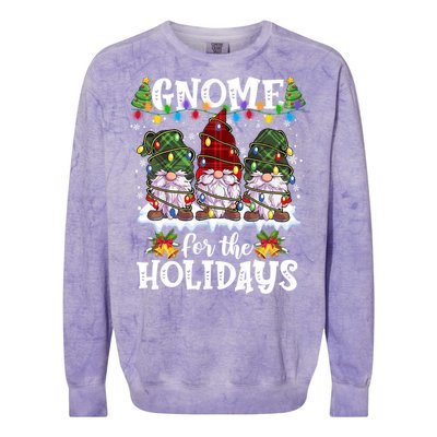 Gnome For The Holidays Red Green 3 Gnomes Christmas Xmas Gift Colorblast Crewneck Sweatshirt