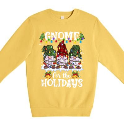 Gnome For The Holidays Red Green 3 Gnomes Christmas Xmas Gift Premium Crewneck Sweatshirt