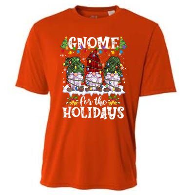 Gnome For The Holidays Red Green 3 Gnomes Christmas Xmas Gift Cooling Performance Crew T-Shirt