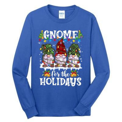 Gnome For The Holidays Red Green 3 Gnomes Christmas Xmas Gift Tall Long Sleeve T-Shirt