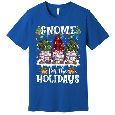 Gnome For The Holidays Red Green 3 Gnomes Christmas Xmas Gift Premium T-Shirt