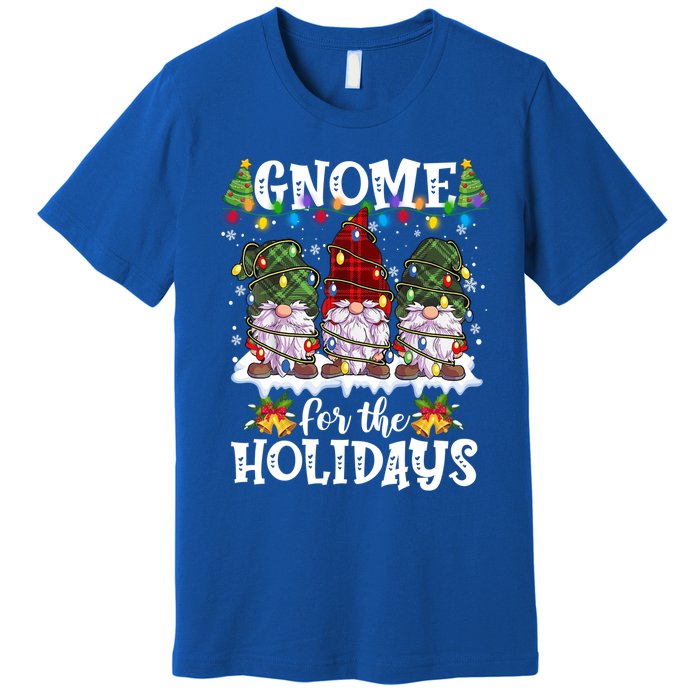 Gnome For The Holidays Red Green 3 Gnomes Christmas Xmas Gift Premium T-Shirt