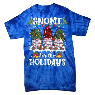 Gnome For The Holidays Red Green 3 Gnomes Christmas Xmas Gift Tie-Dye T-Shirt