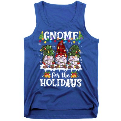 Gnome For The Holidays Red Green 3 Gnomes Christmas Xmas Gift Tank Top