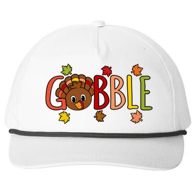 Gobble Funny Turkey Thanksgiving Family Graphic Cute Gift Snapback Five-Panel Rope Hat