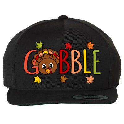 Gobble Funny Turkey Thanksgiving Family Graphic Cute Gift Wool Snapback Cap