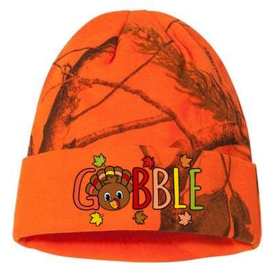 Gobble Funny Turkey Thanksgiving Family Graphic Cute Gift Kati Licensed 12" Camo Beanie