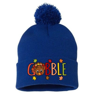 Gobble Funny Turkey Thanksgiving Family Graphic Cute Gift Pom Pom 12in Knit Beanie