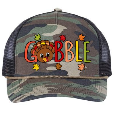 Gobble Funny Turkey Thanksgiving Family Graphic Cute Gift Retro Rope Trucker Hat Cap