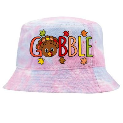 Gobble Funny Turkey Thanksgiving Family Graphic Cute Gift Tie-Dyed Bucket Hat