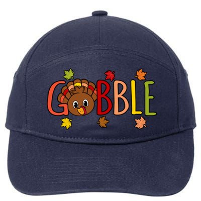 Gobble Funny Turkey Thanksgiving Family Graphic Cute Gift 7-Panel Snapback Hat