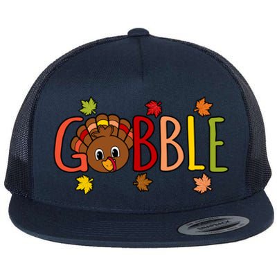 Gobble Funny Turkey Thanksgiving Family Graphic Cute Gift Flat Bill Trucker Hat