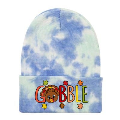 Gobble Funny Turkey Thanksgiving Family Graphic Cute Gift Tie Dye 12in Knit Beanie