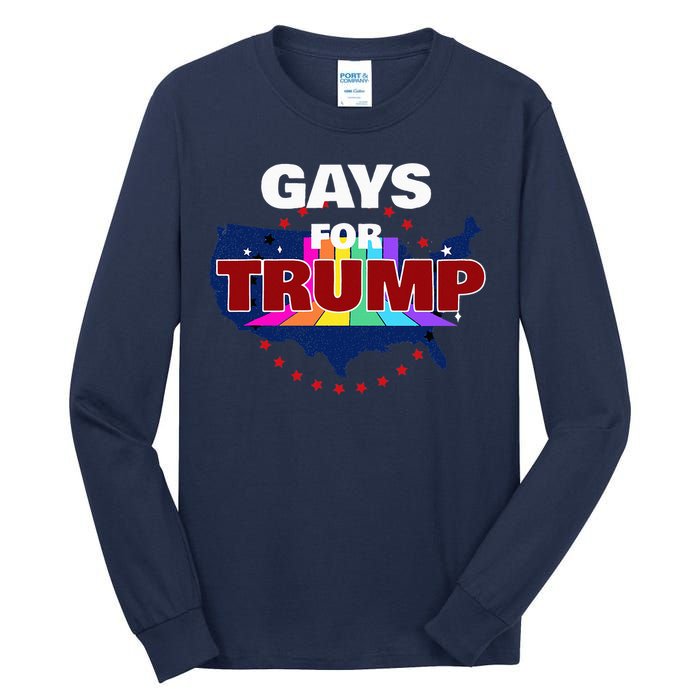 Gays For Trump 2024 Pro Reelect Donald Trump Tall Long Sleeve T-Shirt