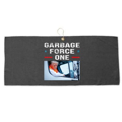 Garbage For Trump In The Truck Large Microfiber Waffle Golf Towel