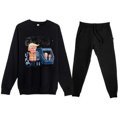 Garbage For Trump 2024 Funny Time To Take Out Garbage Biden Premium Crewneck Sweatsuit Set