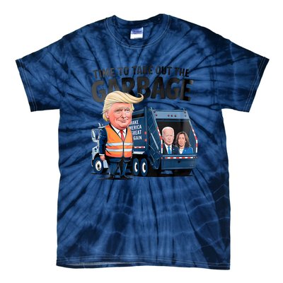 Garbage For Trump 2024 Funny Time To Take Out Garbage Biden Tie-Dye T-Shirt