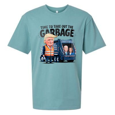 Garbage For Trump 2024 Funny Time To Take Out Garbage Biden Sueded Cloud Jersey T-Shirt