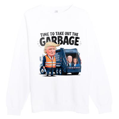 Garbage For Trump 2024 Funny Time To Take Out Garbage Biden Premium Crewneck Sweatshirt