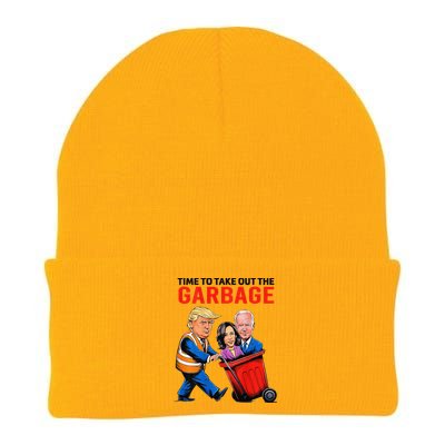 Garbage For Trump 2024 Funny Time To Take Out Garbage Biden Knit Cap Winter Beanie